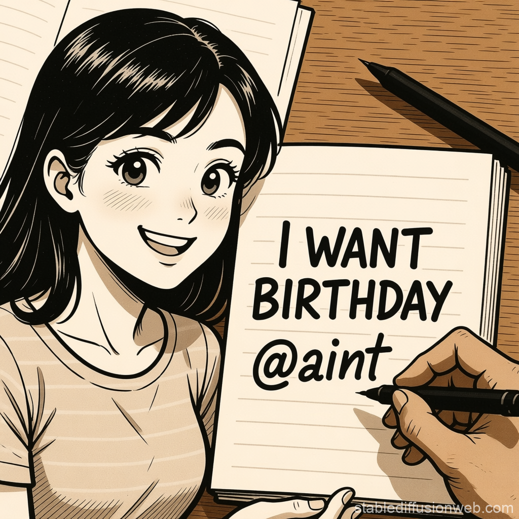Manga Style Birthday Message Illustration