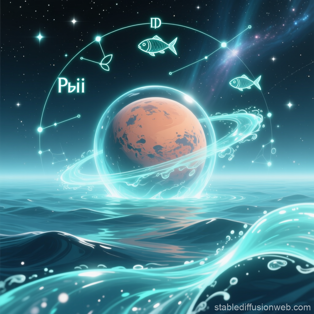Mars in Pisces with Cosmic Water and Zodiac Constellations