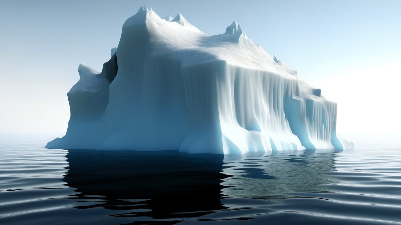 Massive Iceberg Floating in Calm Arctic Waters