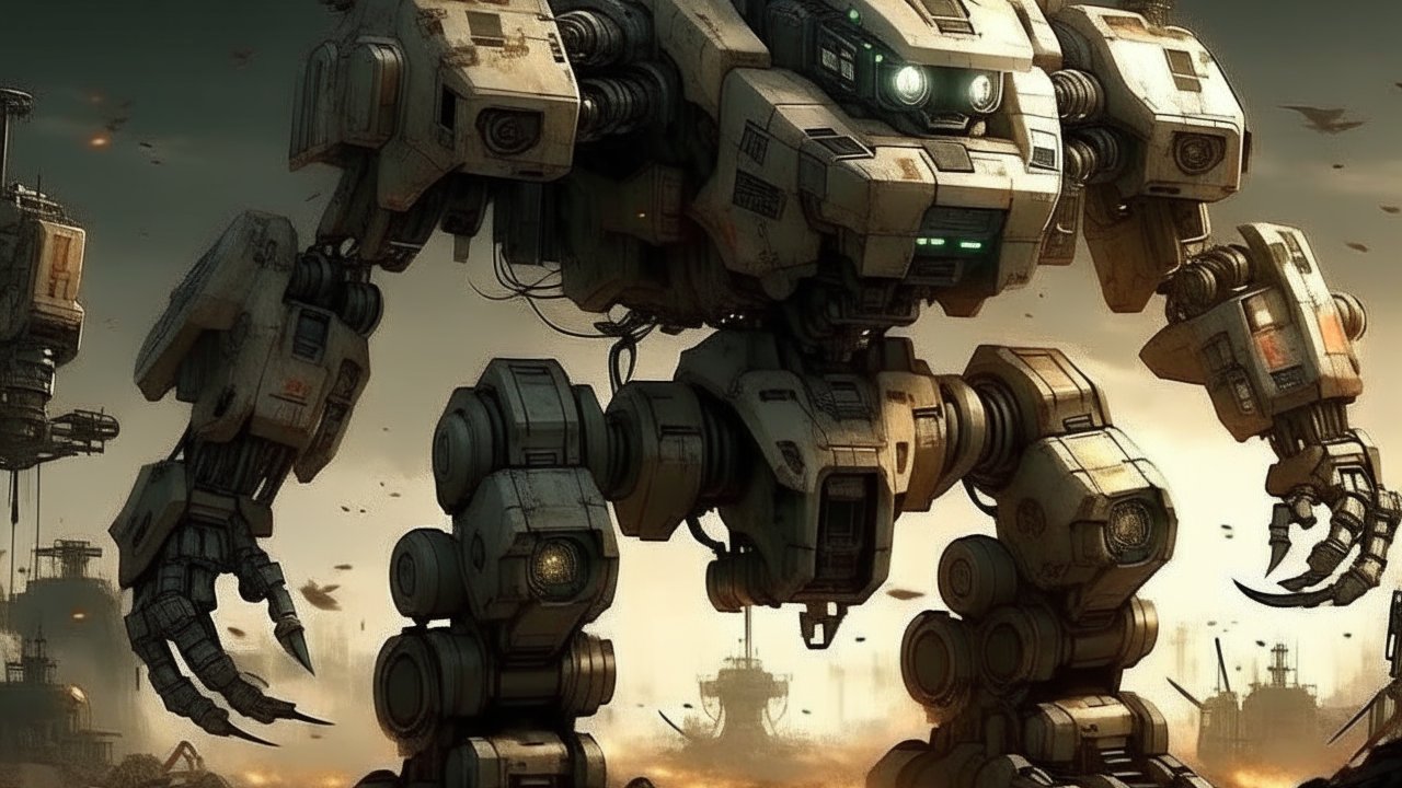Massive War Mecha in a Futuristic Battlefield