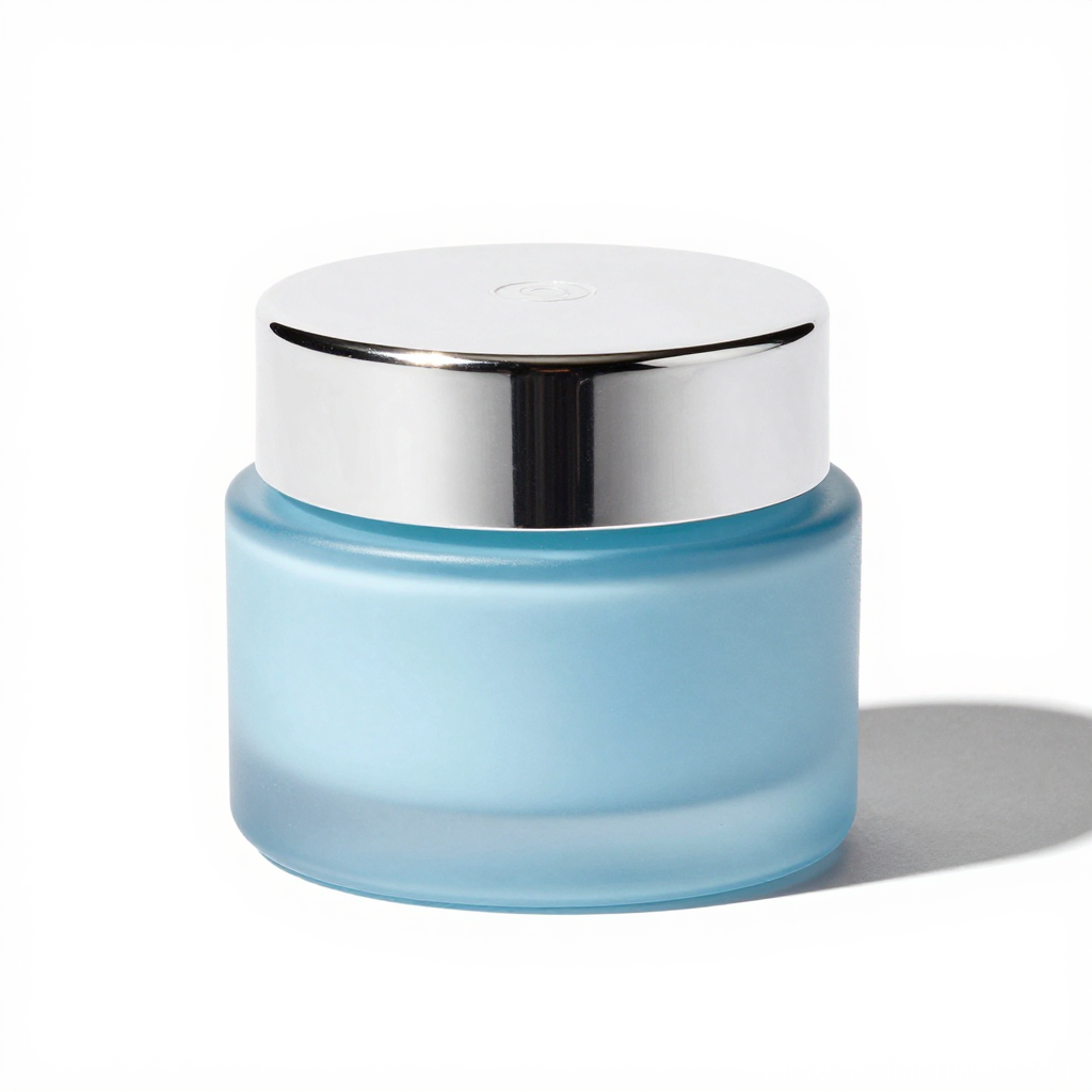 Matte Glass Face Cream Jar with Silver Lid