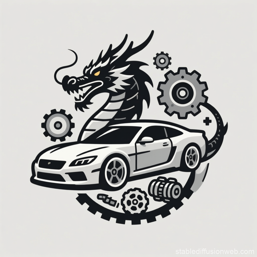 Mechanical Dragon and Sports Car Logo Design