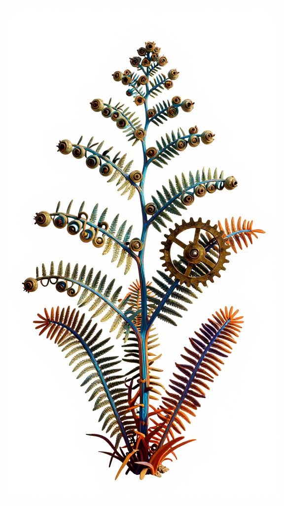 Mechanical Fern with Clockwork Elements