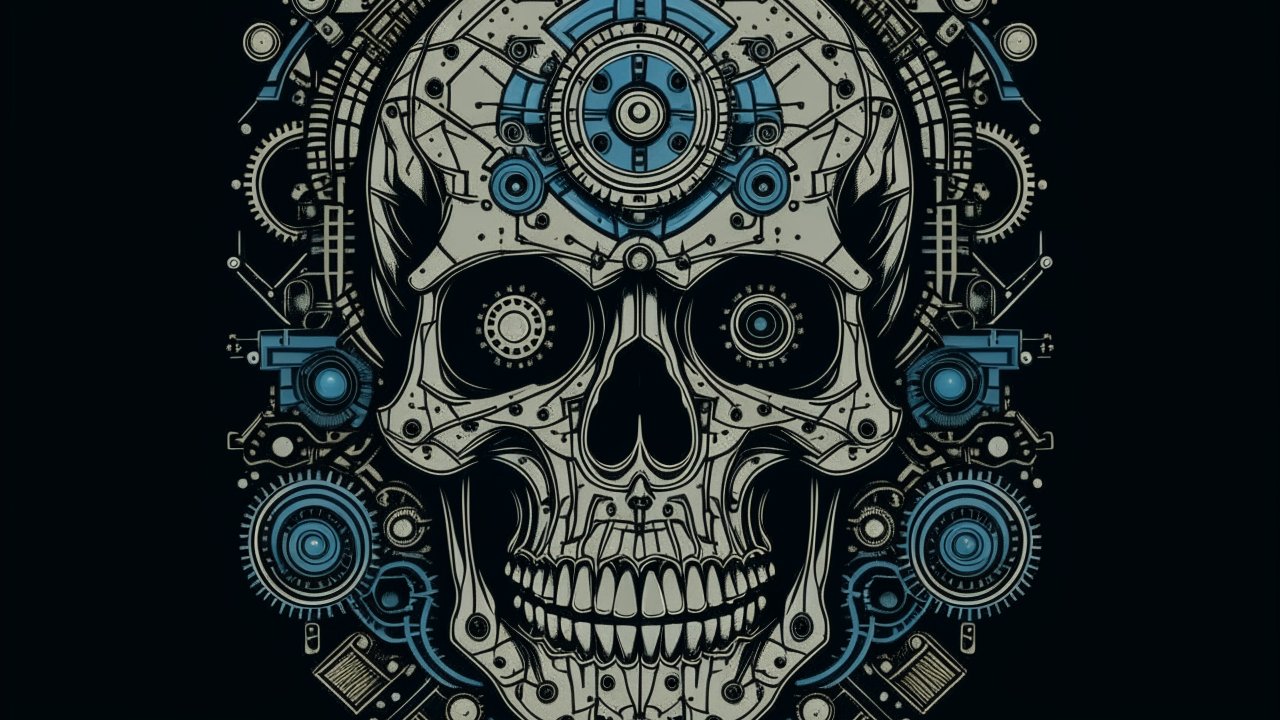 Mechanical Skull with Intricate Gearwork Design