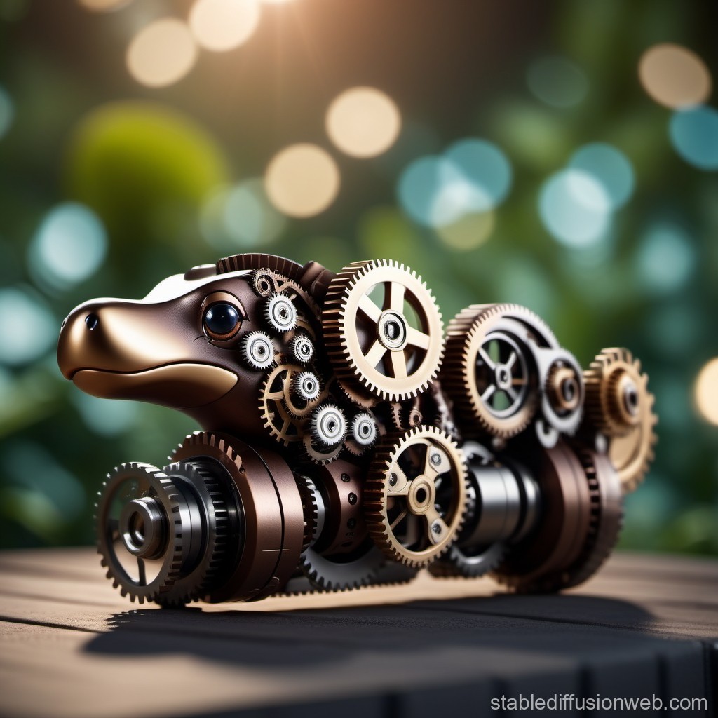 Mechanical Steampunk Armadillo with Intricate Gears