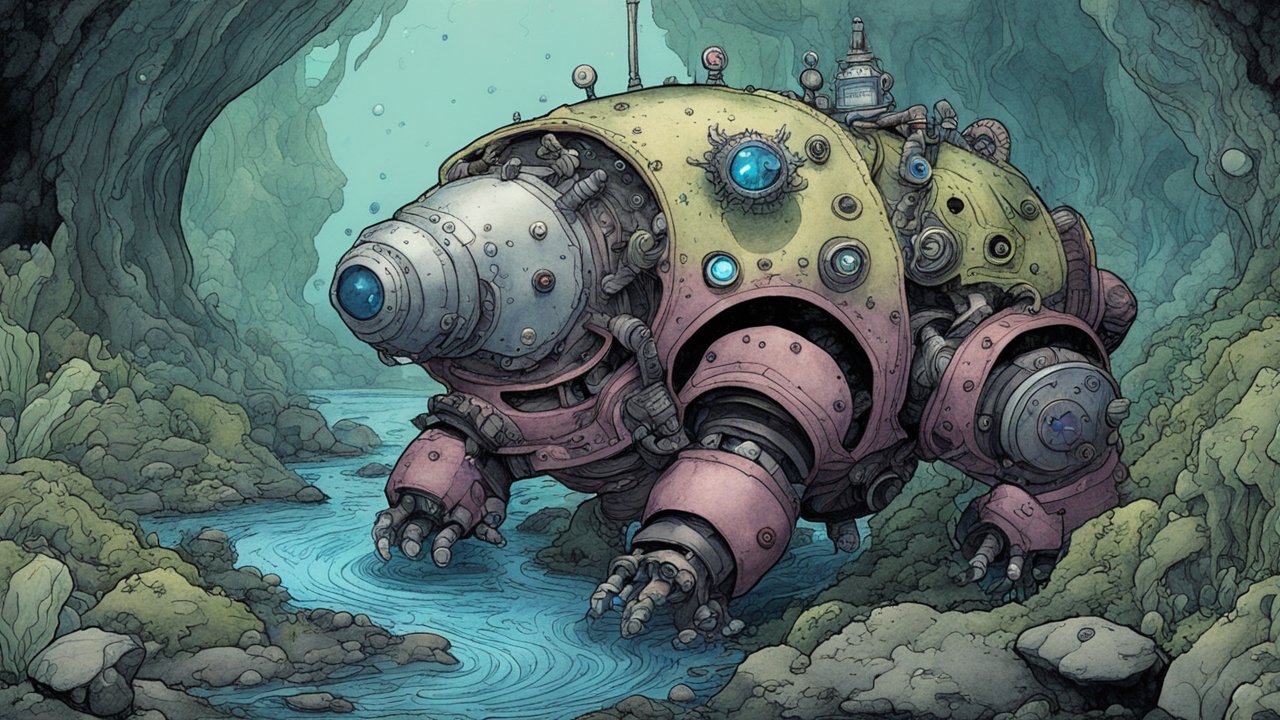 Mechanical Tardigrade Exploring an Underwater Cave