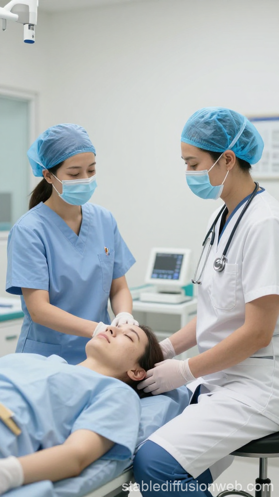 Medical Professionals Providing Patient Care in Clinical Setting