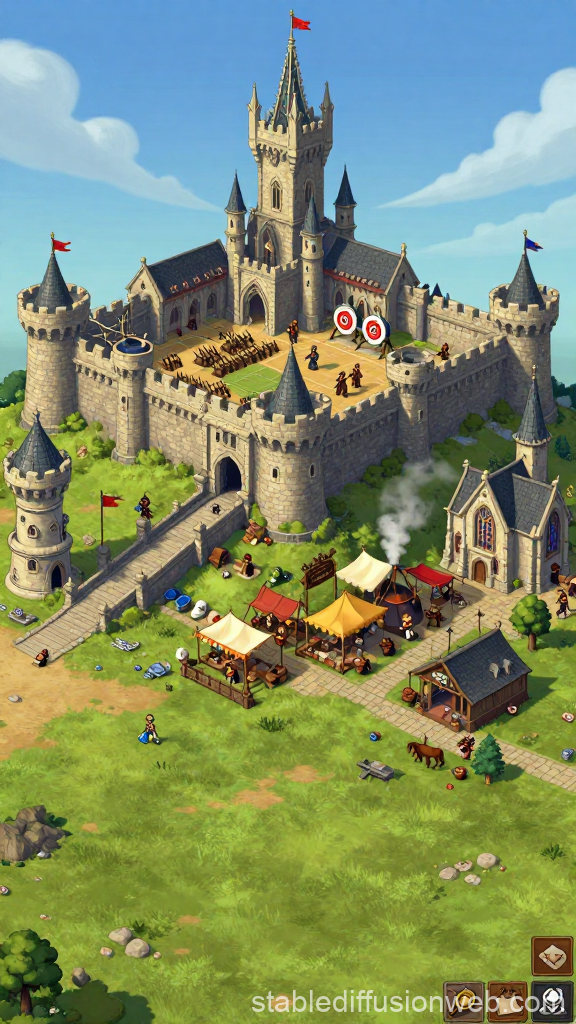 Medieval Fantasy Castle with Market and Archery Practice