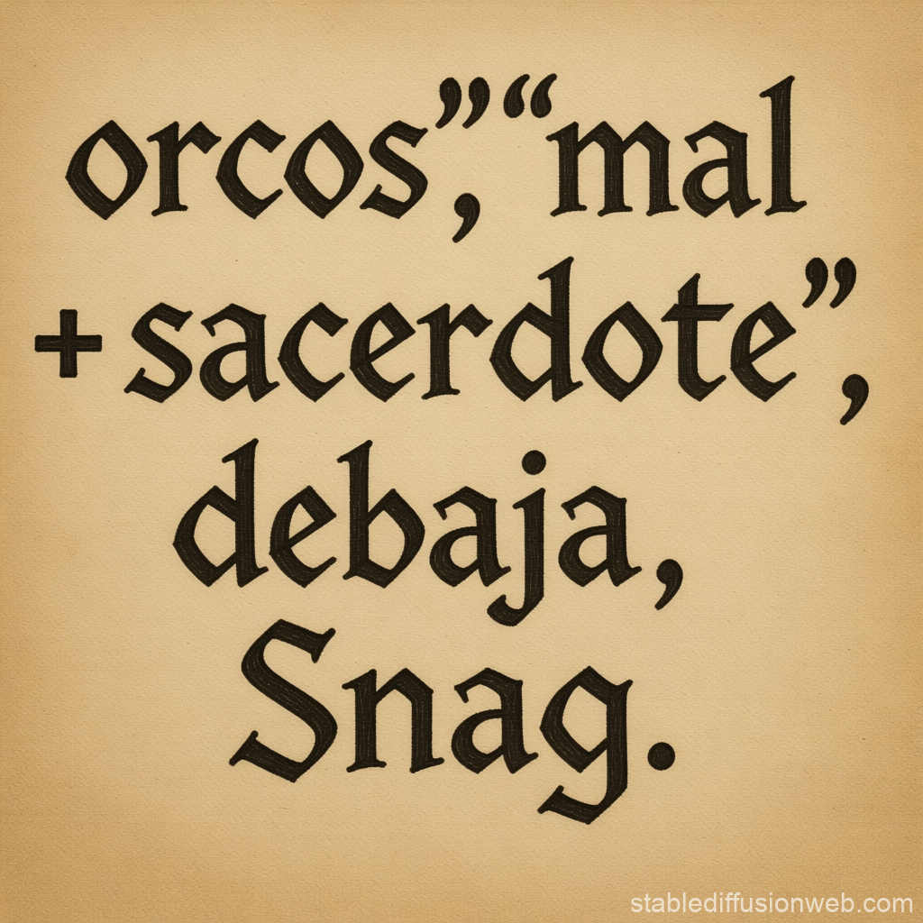 Medieval Gothic Text with Fantasy Terms