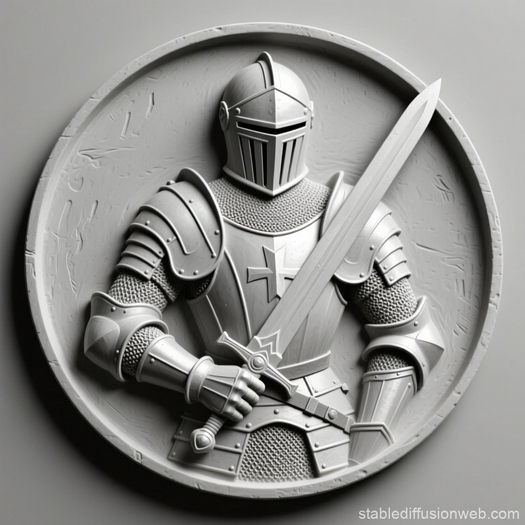 Medieval Knight Bas Relief Sculpture