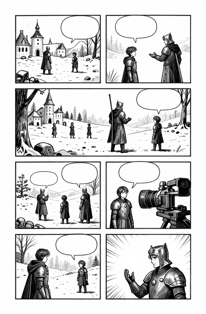 Medieval Paladin Training Comic Scene
