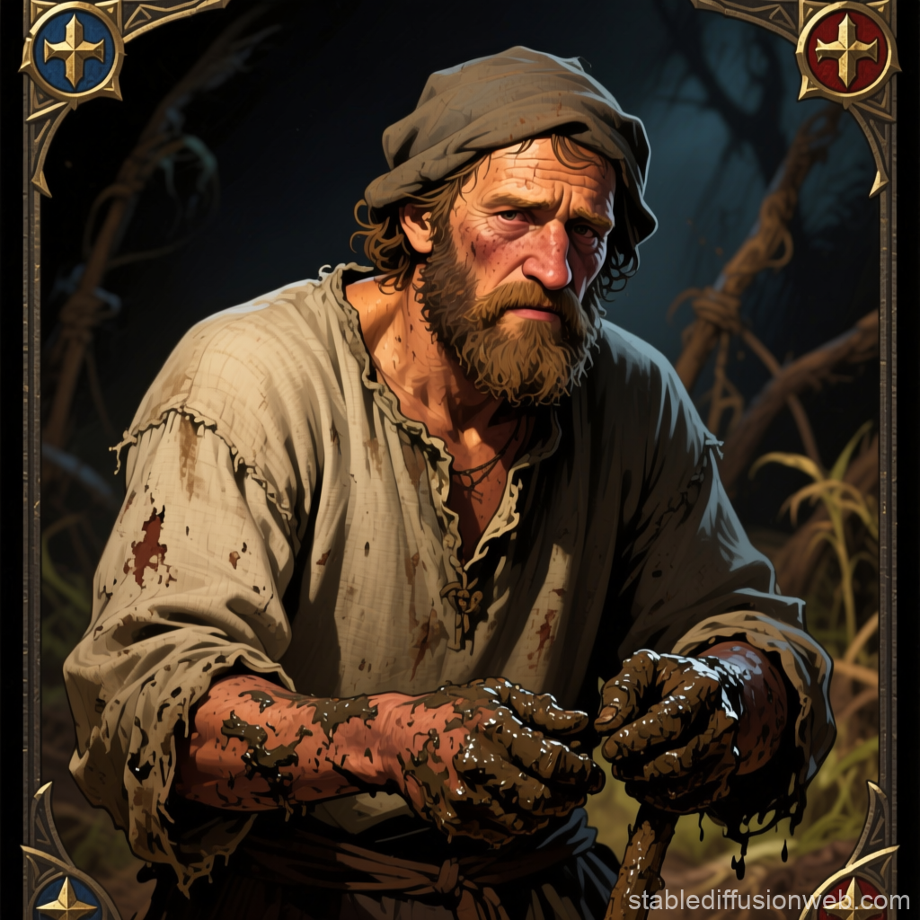 Medieval Peasant Farmer with Muddy Hands