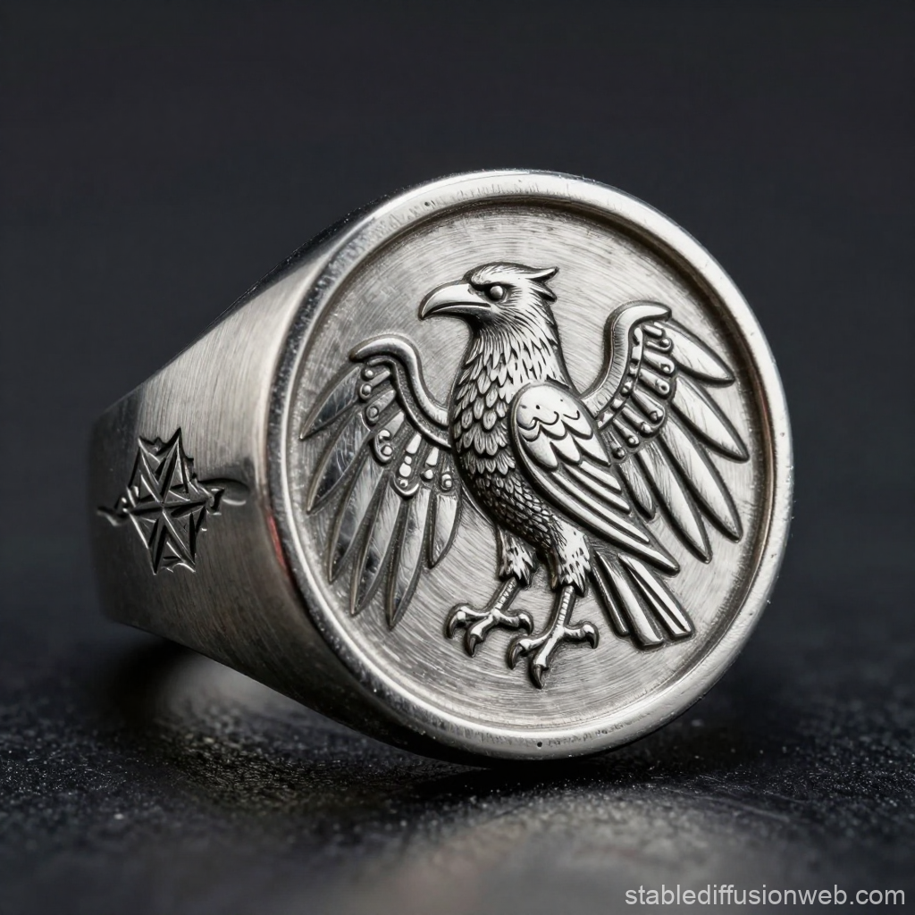 Medieval Raven Signet Ring with Detailed Engraving