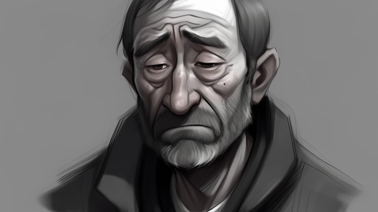 Melancholic Portrait of an Elderly Man