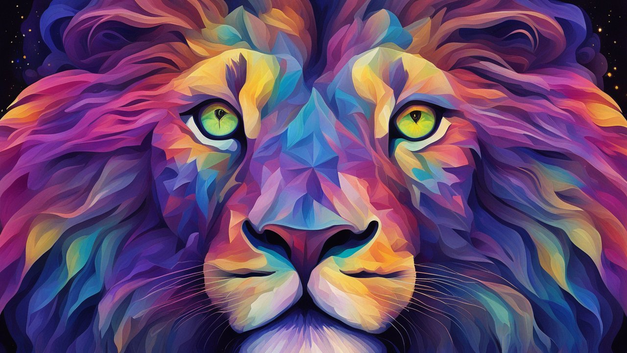 Mesmerizing Abstract Lion Portrait in Vibrant Colors