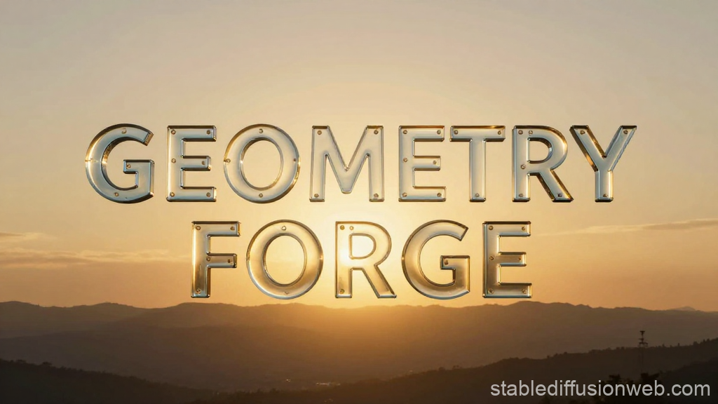 Metallic Geometry Forge Logo at Sunset