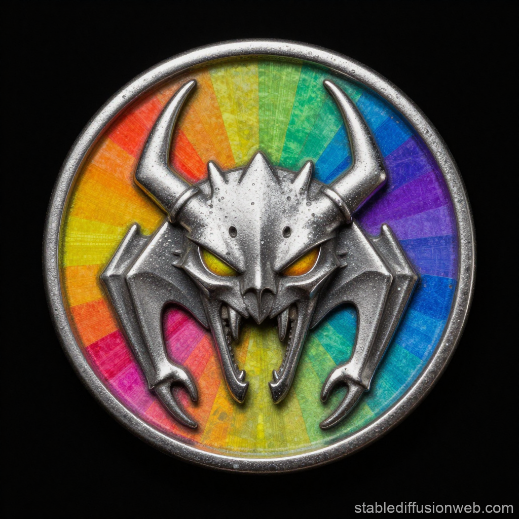Metallic Pantera Badge with Rainbow Background