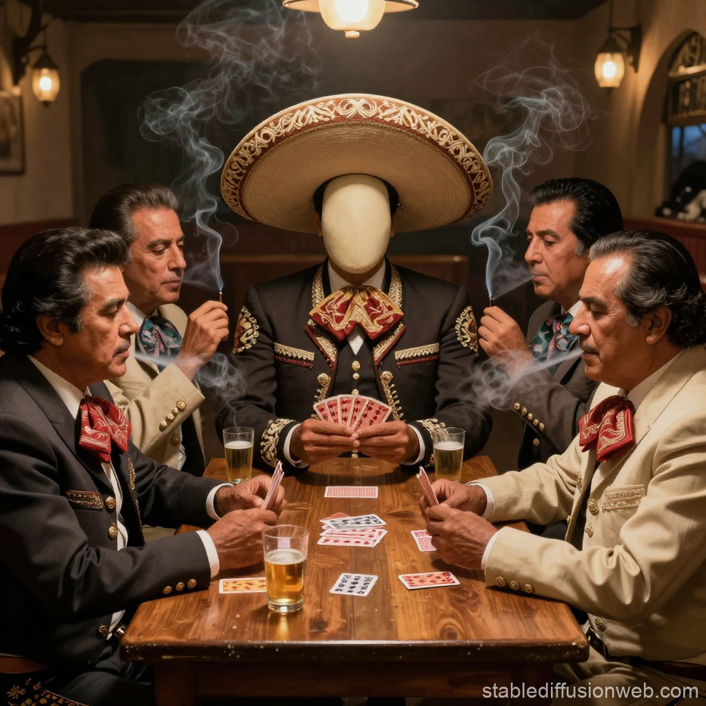 Mexican Mariachi Legends Playing Cards in Vintage Setting