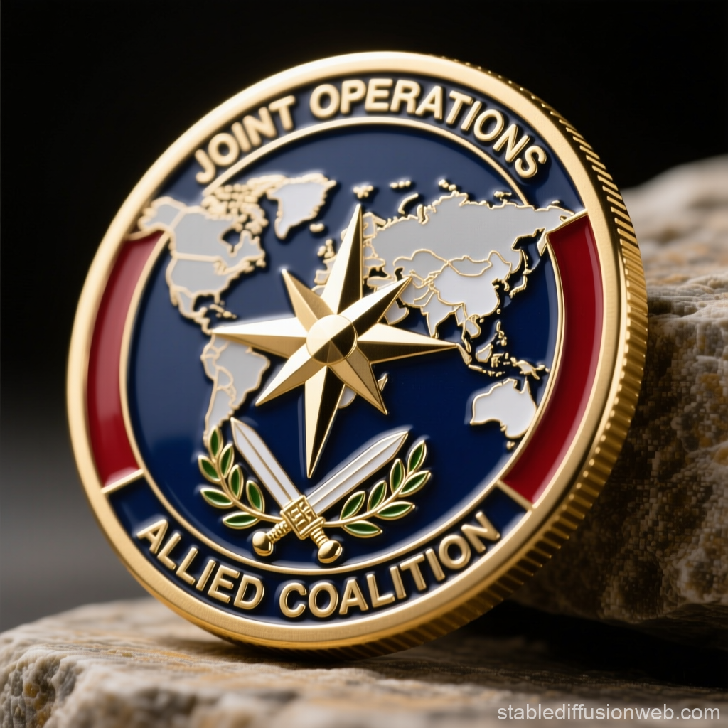 Military Challenge Coin with Compass and World Map
