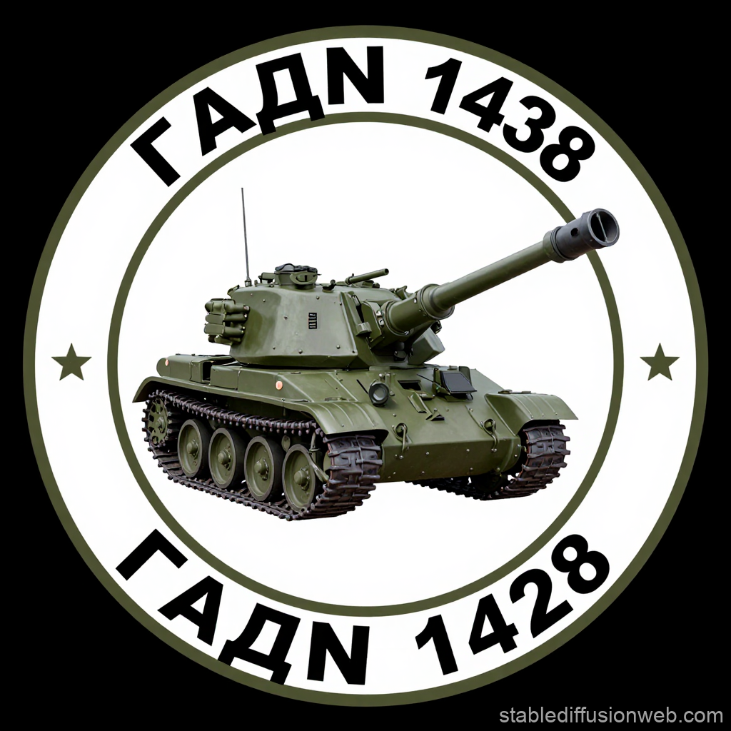 Military Emblem Featuring a Green D-30 Self-Propelled Howitzer