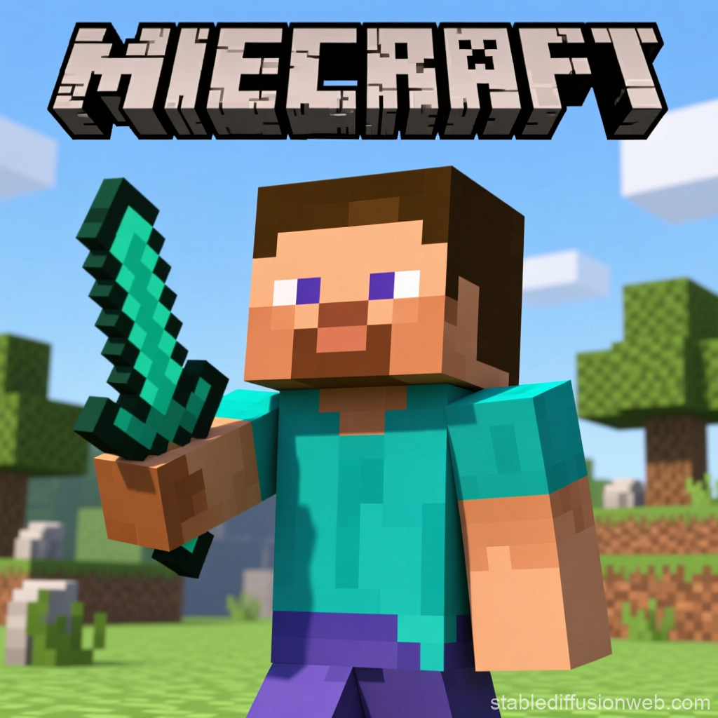 Minecraft Character Holding Diamond Sword
