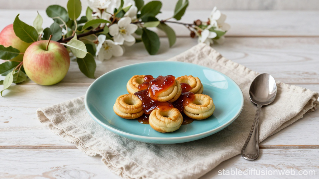 Mini Cheesecakes with Jam on Blue Plate