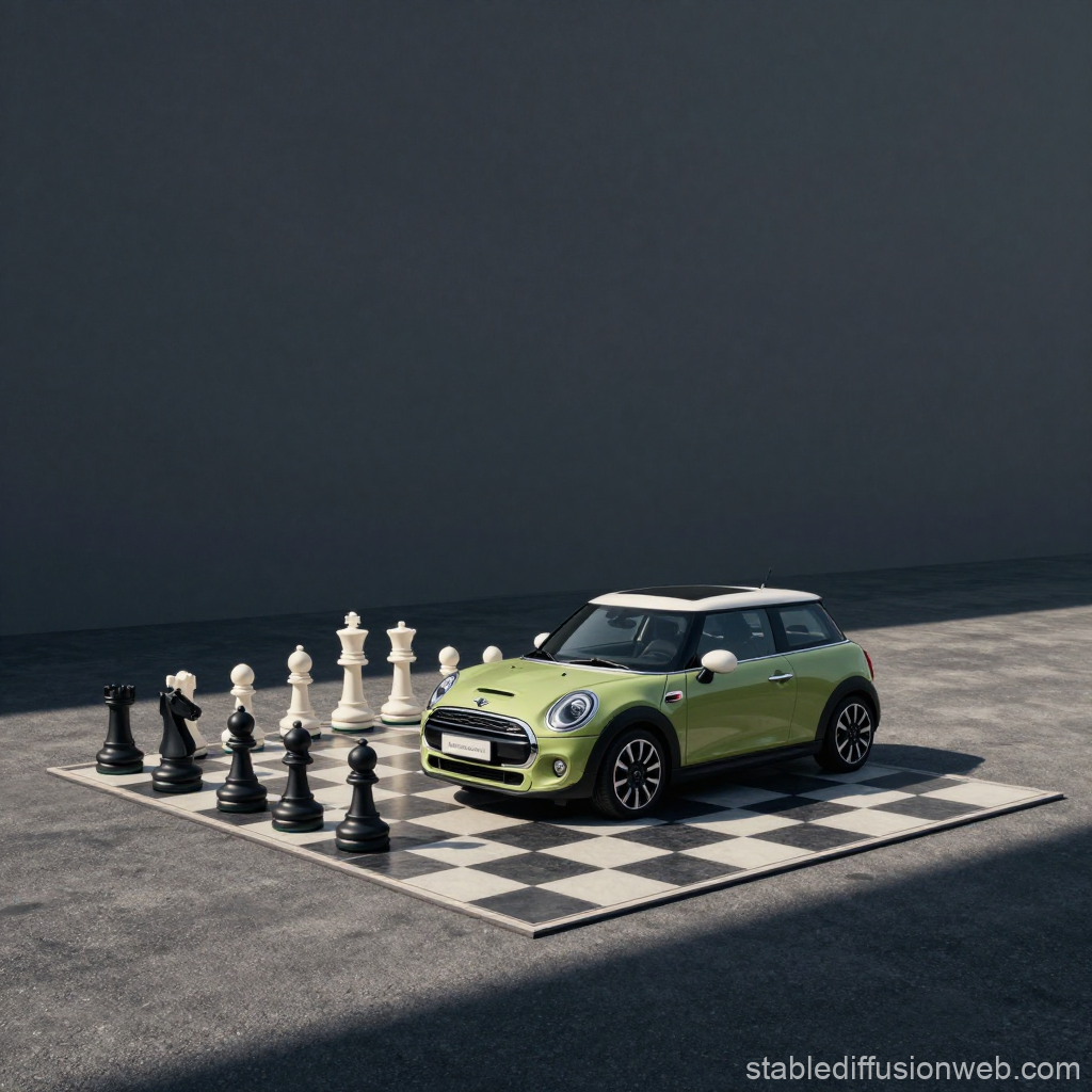 Miniature Car on Giant Chessboard