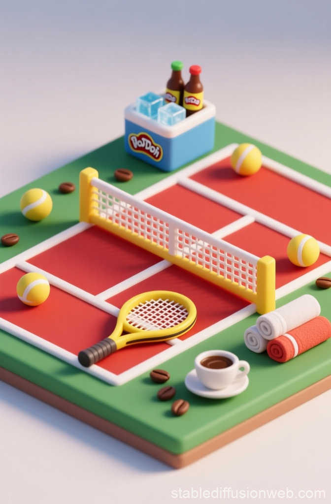 Miniature Clay Padel Court with Accessories