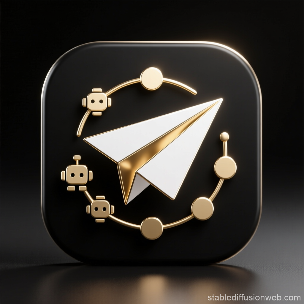 Minimal Luxury Telegram Bot Icon in Black and Gold