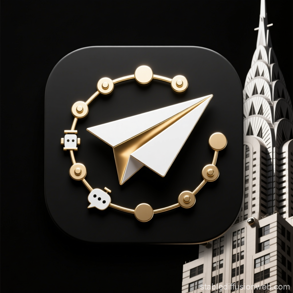 Minimal Luxury Telegram Icon with Gold Accents