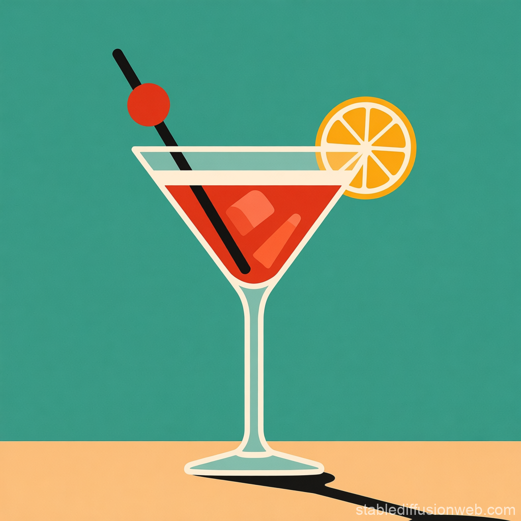 Minimalist 20s Style Cocktail Illustration