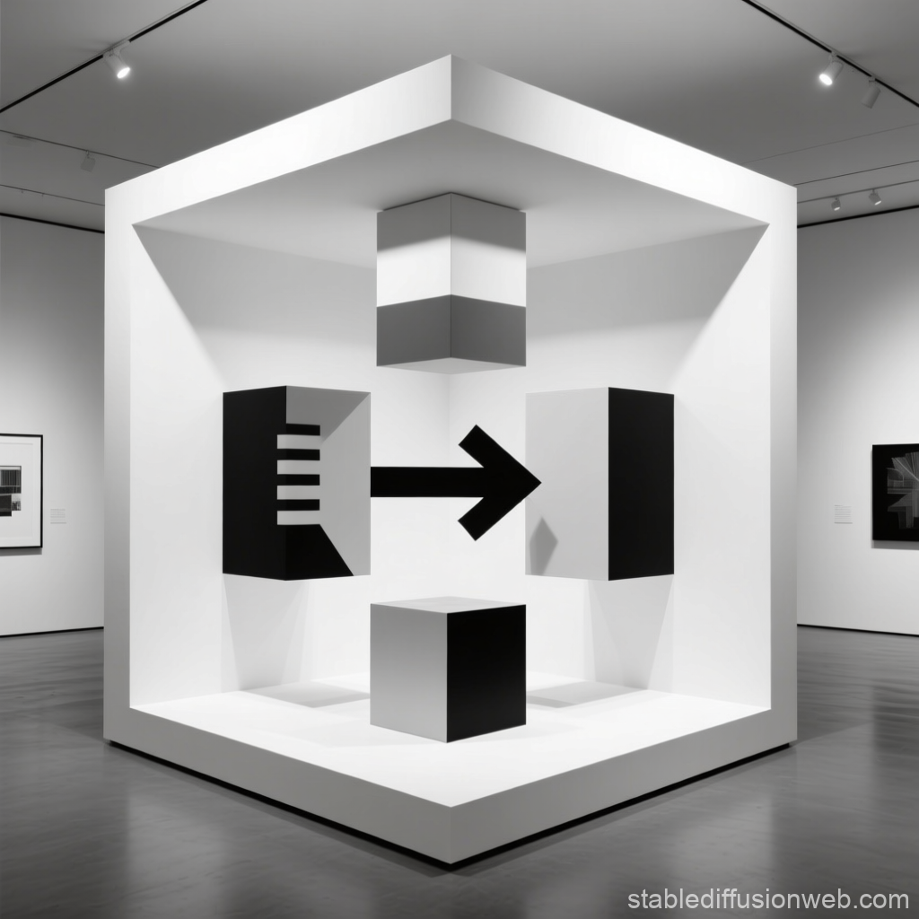 Minimalist 3D Art Installation of Data Transfer Symbol