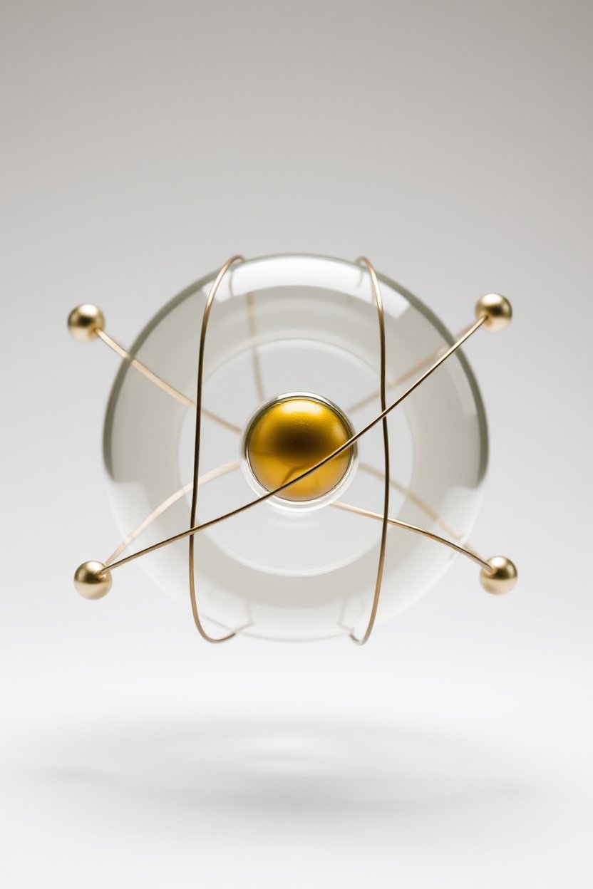 Minimalist 3D Model of an Atom with Orbiting Electrons