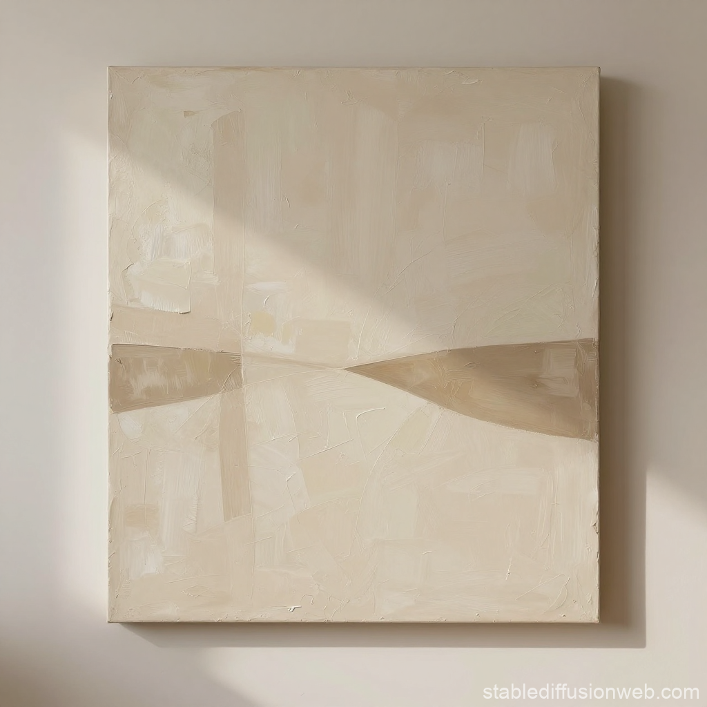 Minimalist Abstract Beige Painting with Subtle Texture