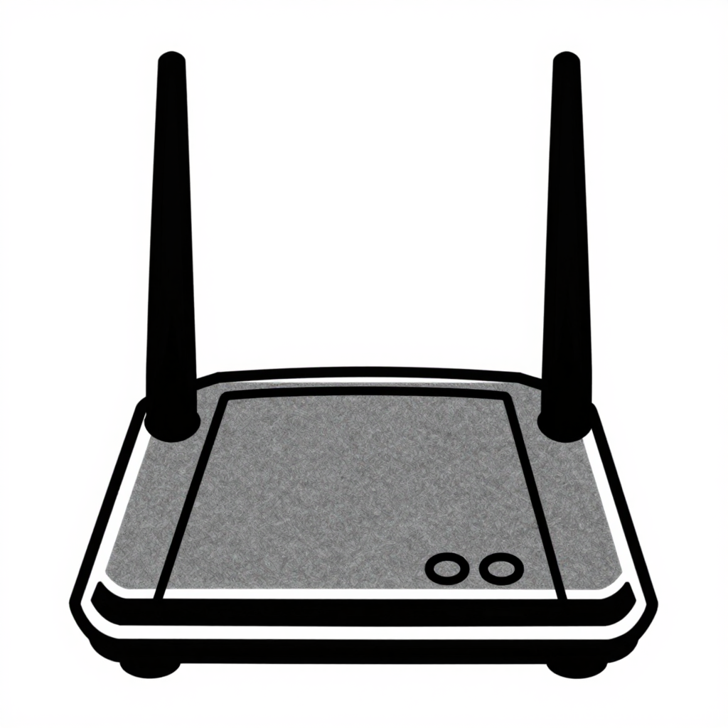 Minimalist Anime Style WiFi Router with Dual Antennas