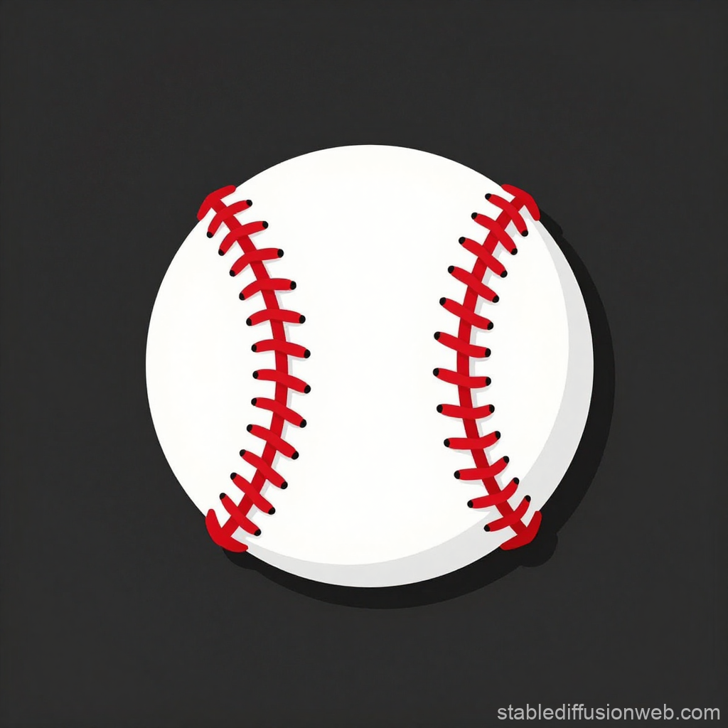 Minimalist Baseball Icon with Red Stitches