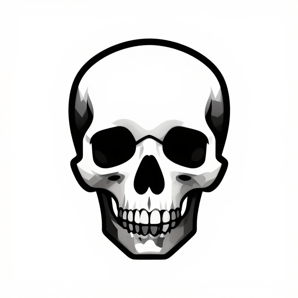 Minimalist Black and White Skull Illustration