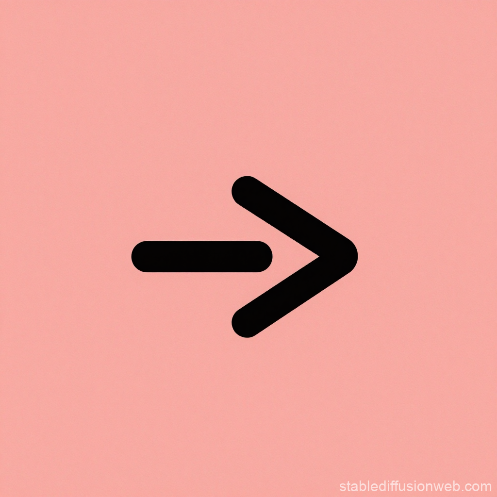 Minimalist Black Arrow Icon on Pink Background