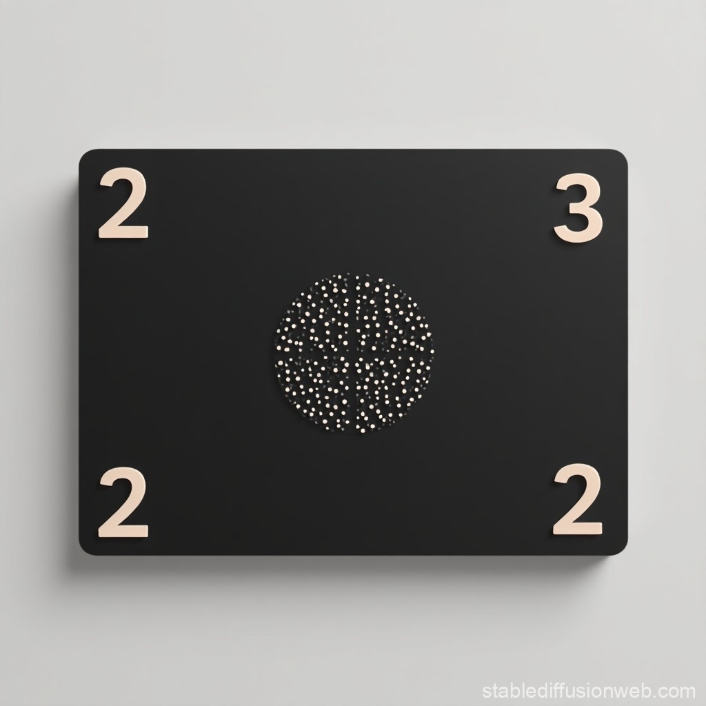 Minimalist Black Card with Numbers and Central Dot Pattern