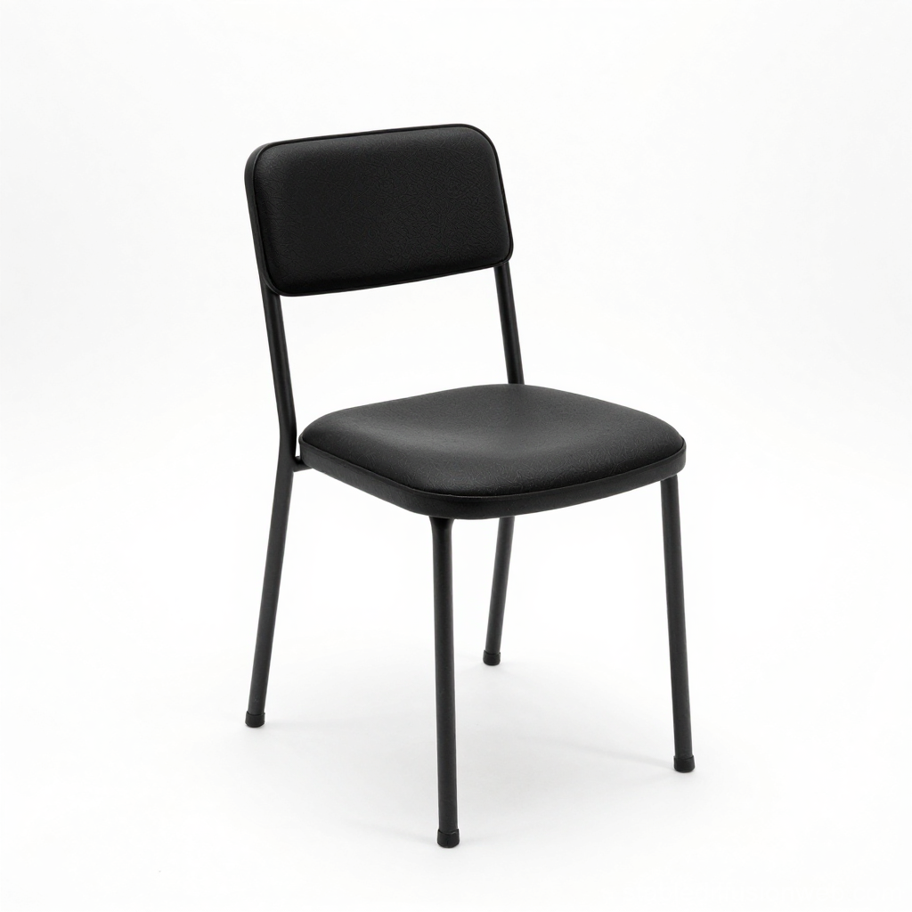 Minimalist Black Chair with Padded Seat and Backrest
