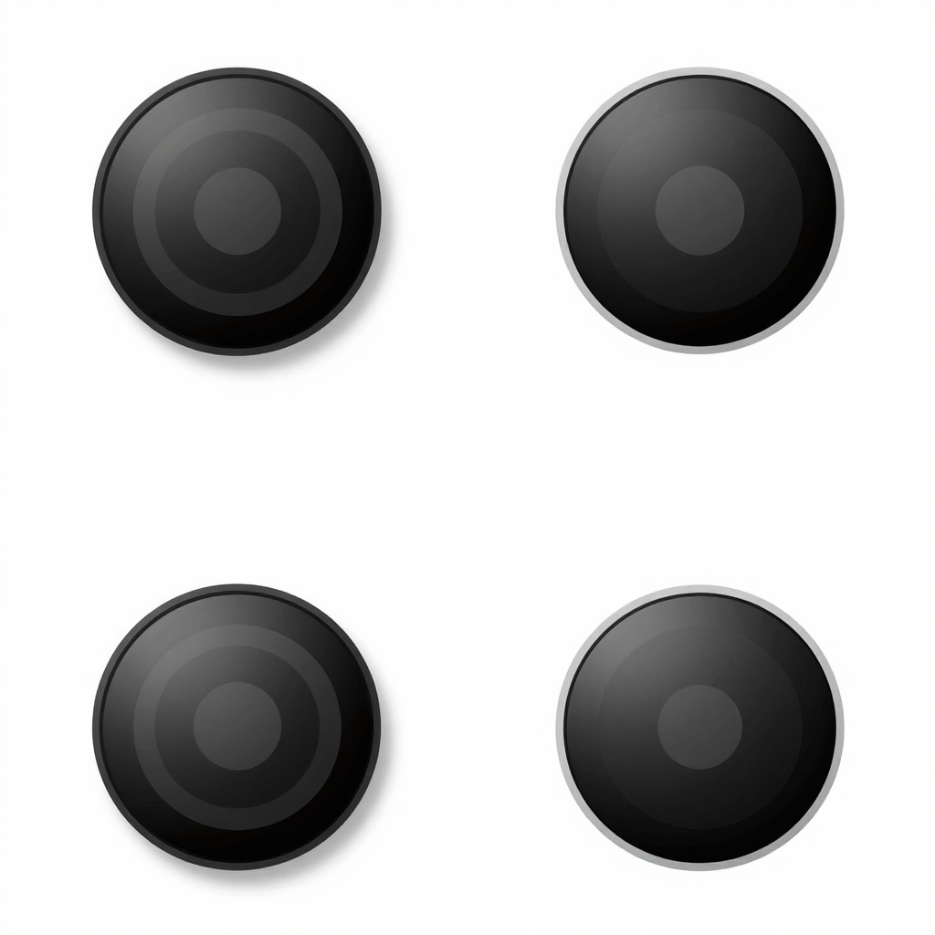 Minimalist Black Circular Game Buttons Set