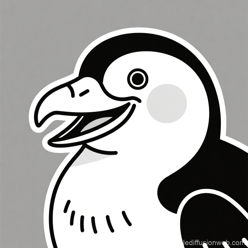 Minimalist Cartoon Laughing Duck Illustration