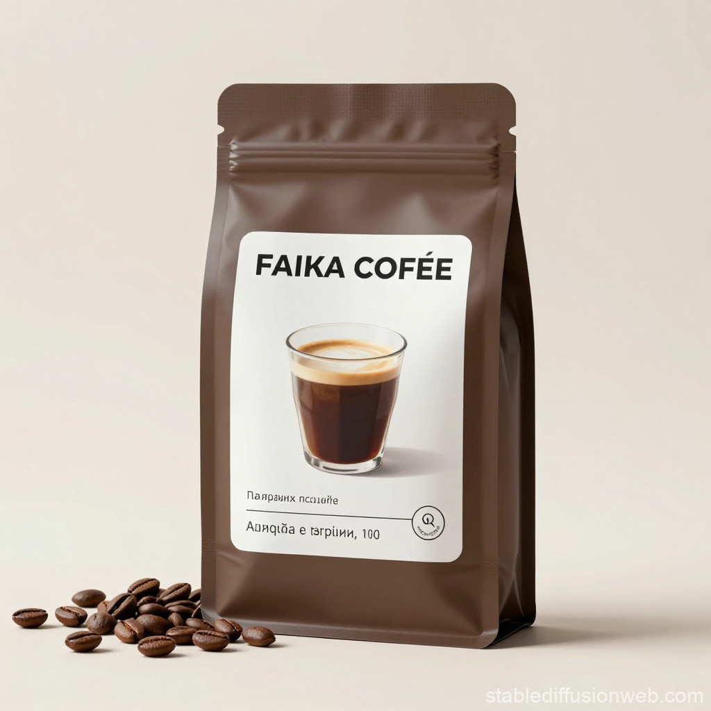 Minimalist Coffee Bag Packaging with Coffee Beans