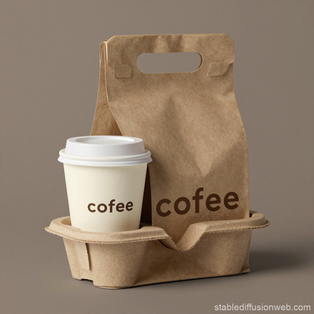 Minimalist Coffee Cup and Bag Packaging Mockup