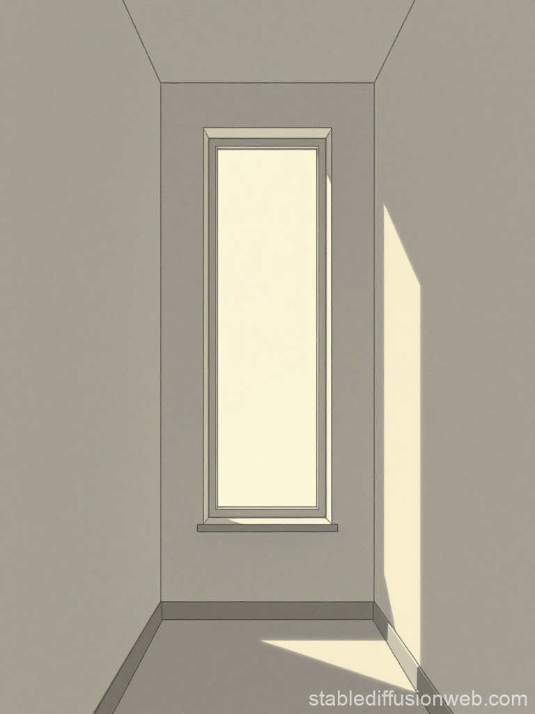 Minimalist Corridor with Tall Window and Light Shadows