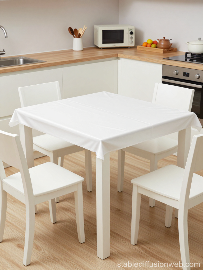 Minimalist Cozy Dining Area with White Table and Chairs
