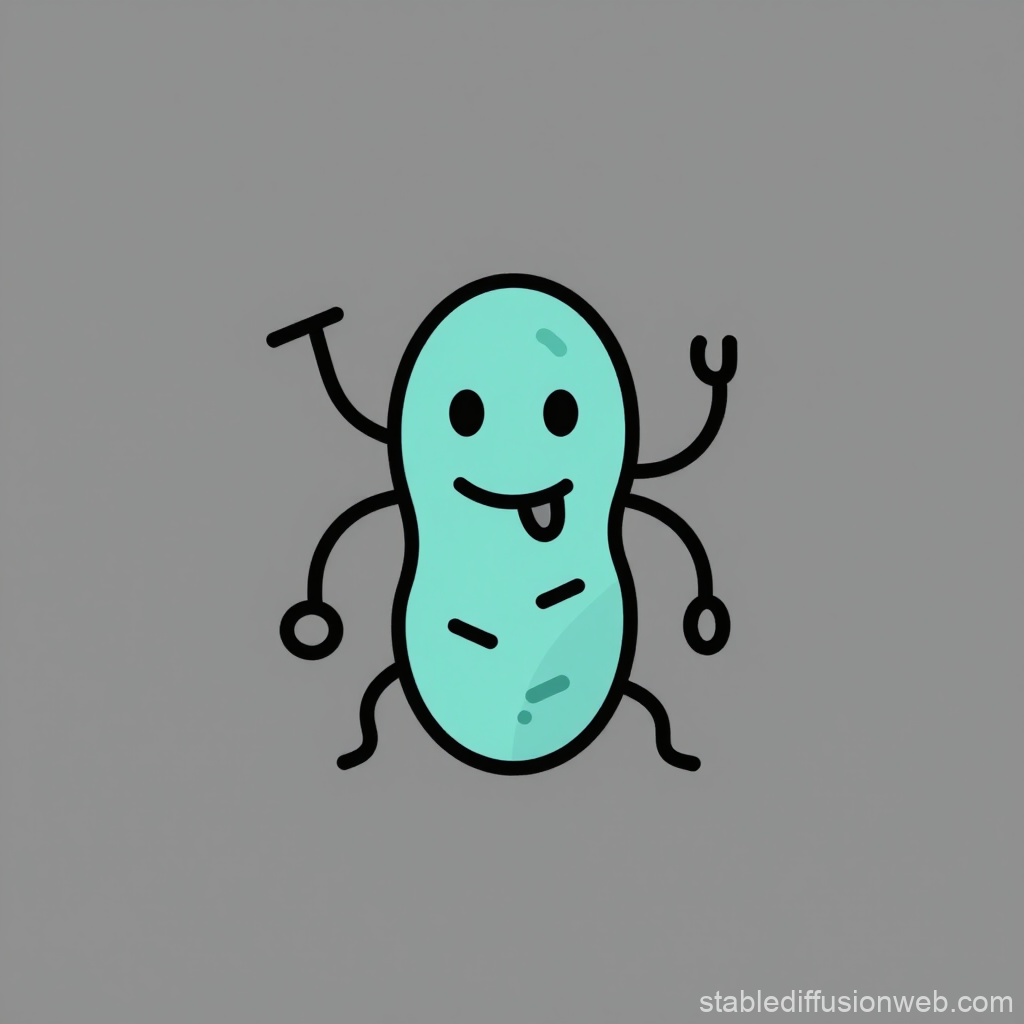 Minimalist Cute Bacteria Character Icon