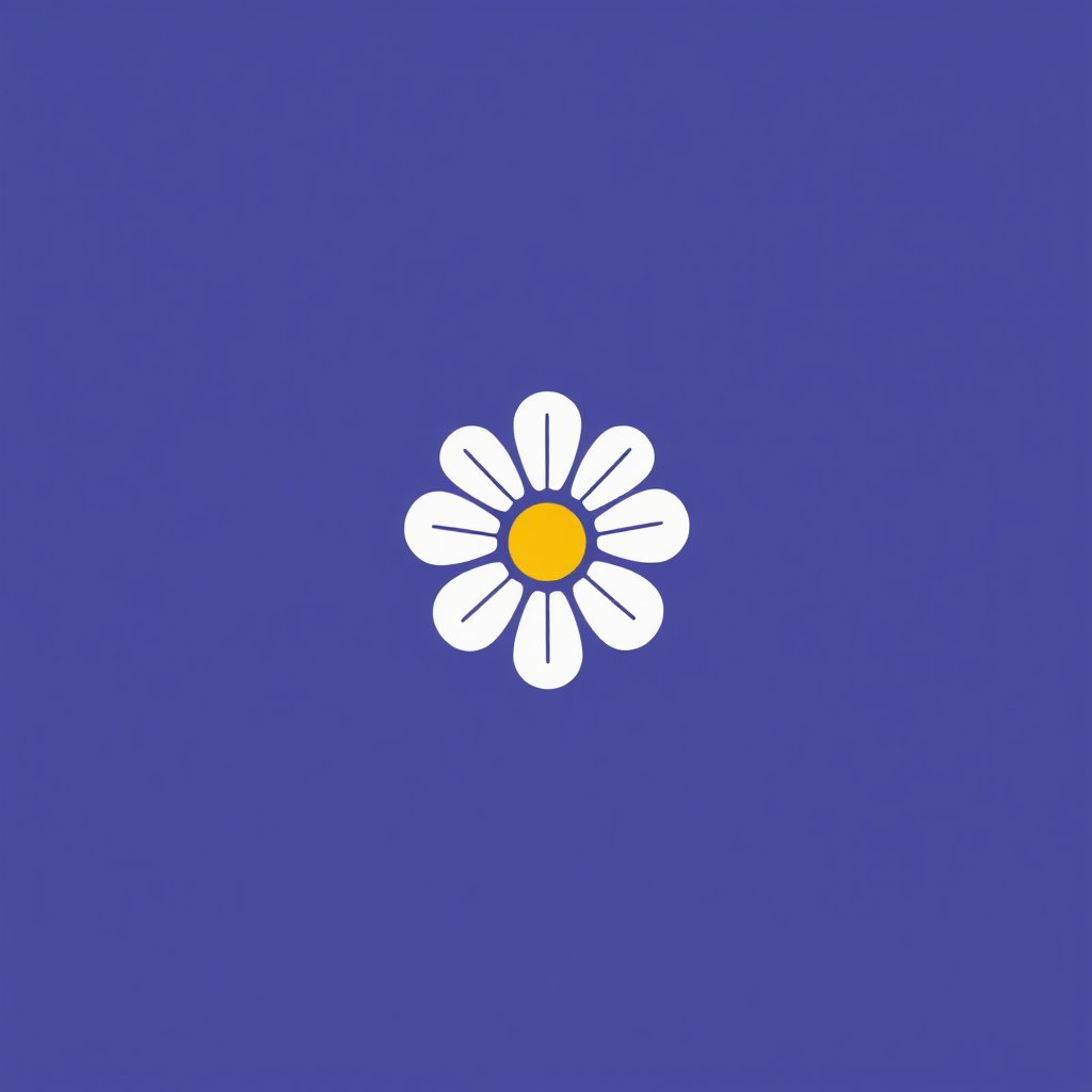 Minimalist Daisy Icon on Purple Background