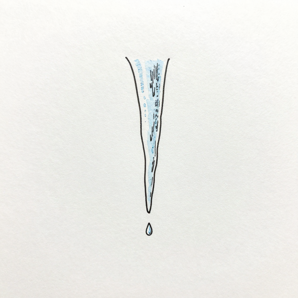 Minimalist Drawing of a Melting Icicle