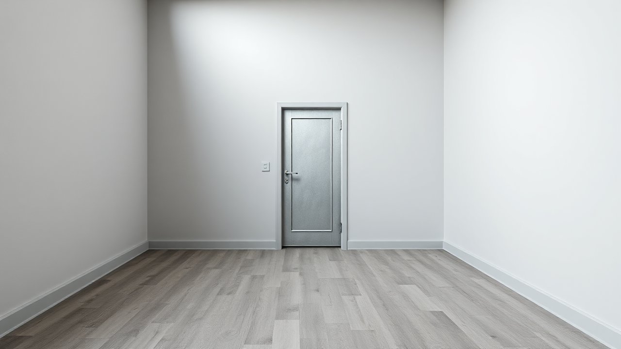 Minimalist Empty Room with Closed Door